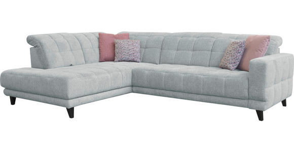 ECKSOFA in Webstoff Hellgrau  216/302 cm  - Hellgrau/Schwarz, Design, Holz/Textil (216/302cm) - Xora