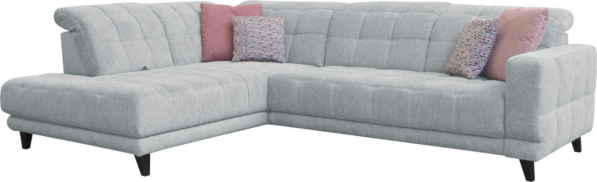 ECKSOFA in Webstoff Hellgrau  - Hellgrau/Schwarz, Design, Holz/Textil (216/302cm) - Xora