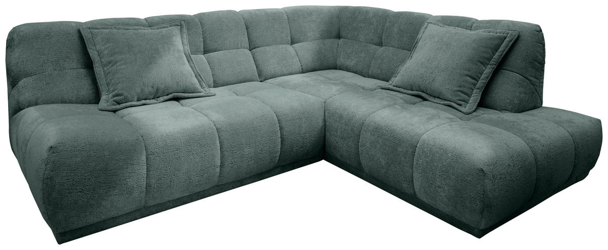 ECKSOFA ITALIA Türkis Chenille  - Türkis/Schwarz, MODERN, Kunststoff/Textil (254/203cm) - Livetastic
