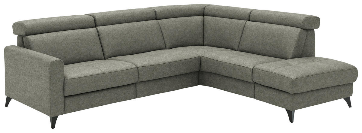 ECKSOFA Beldomo System in Flachgewebe Hellgrau  276/214 cm  - Hellgrau/Schwarz, KONVENTIONELL, Textil/Metall (276/214cm) - Beldomo System
