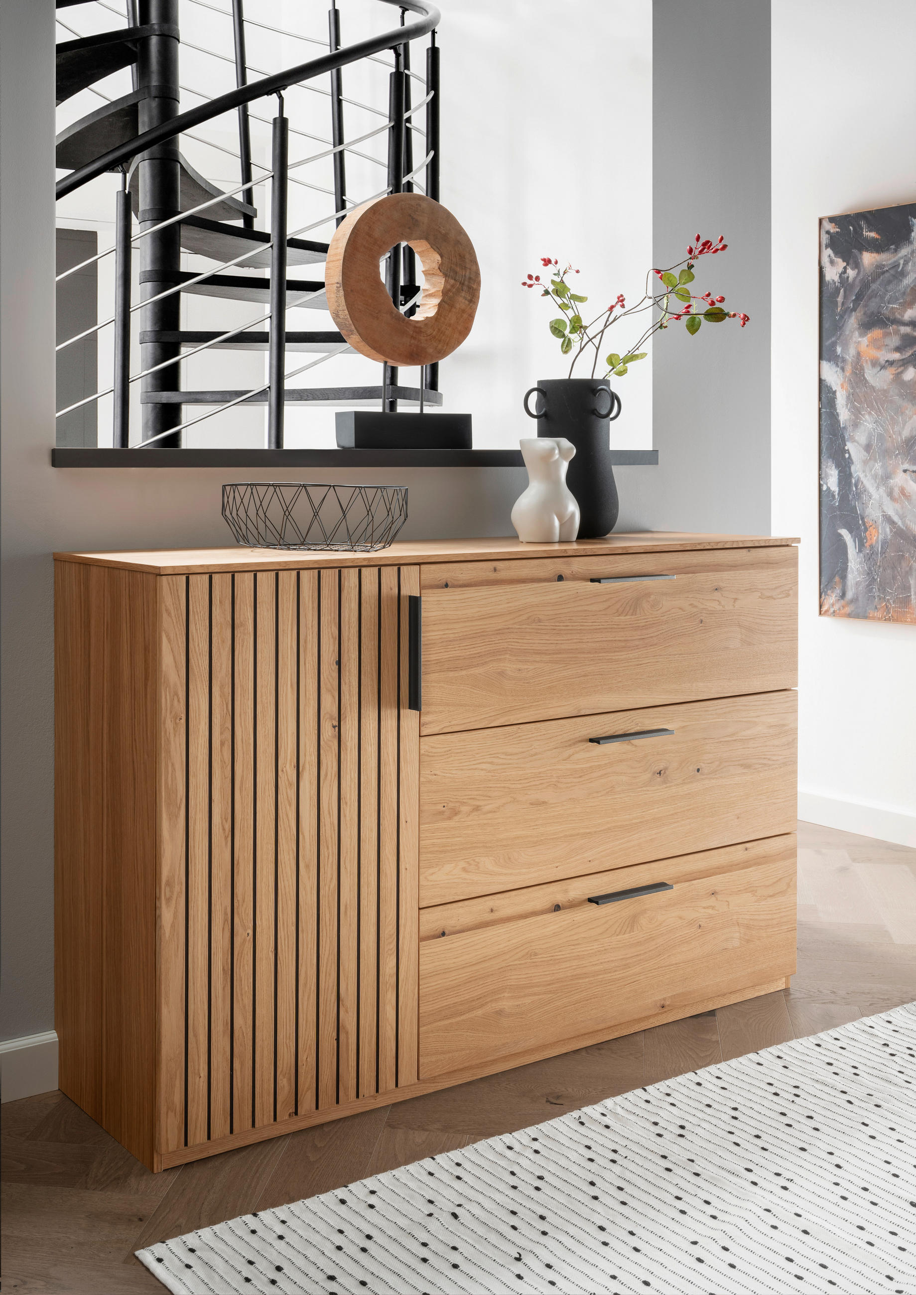 SIDEBOARD  in 147/94/42 cm  - Eichefarben/Schwarz, LIFESTYLE, Holz/Holzwerkstoff (147/94/42cm) - Linea Natura