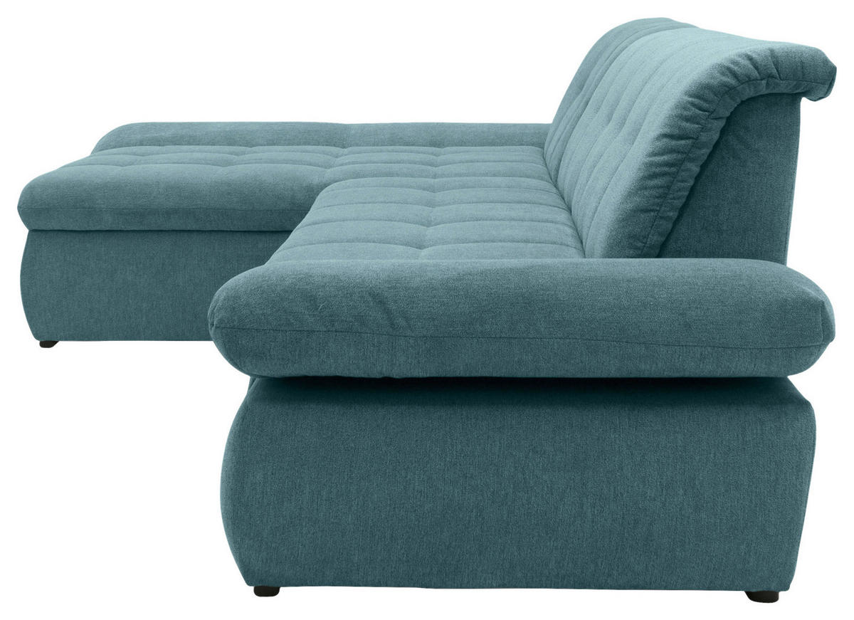 ECKSOFA Petrol Mikrofaser  - Chromfarben/Petrol, KONVENTIONELL, Textil/Metall (172/300cm) - MID.YOU