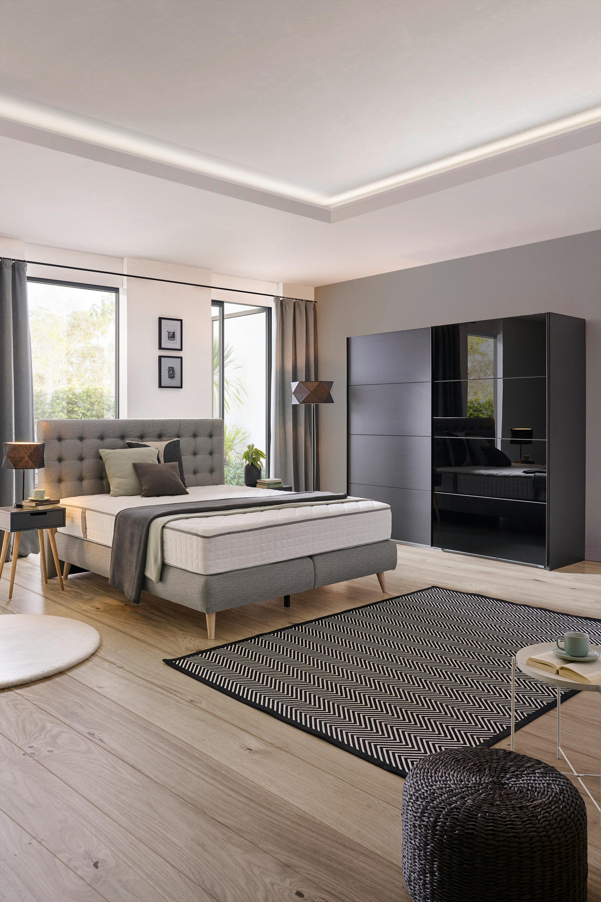 BOXSPRINGBETT 160/200 cm  in Hellgrau  - Hellgrau, Design, Holz/Textil (160/200cm) - Carryhome