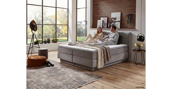 BOXSPRINGBETT 180/200 cm  in Hellgrau  - Hellgrau/Schwarz, KONVENTIONELL, Kunststoff/Textil (180/200cm) - Carryhome