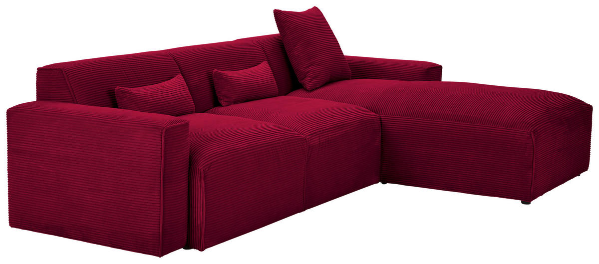 ECKSOFA Rot Cord  - Rot/Schwarz, Design, Kunststoff/Textil (303/196cm) - Livetastic
