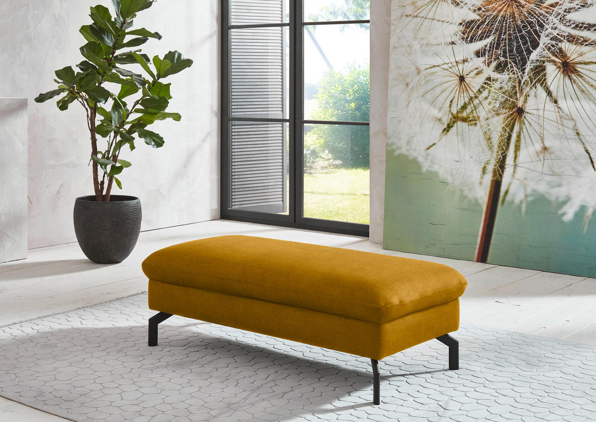 ECKSOFA in Velours Currygelb  - Currygelb/Schwarz, Design, Textil/Metall (179/306cm) - Beldomo System