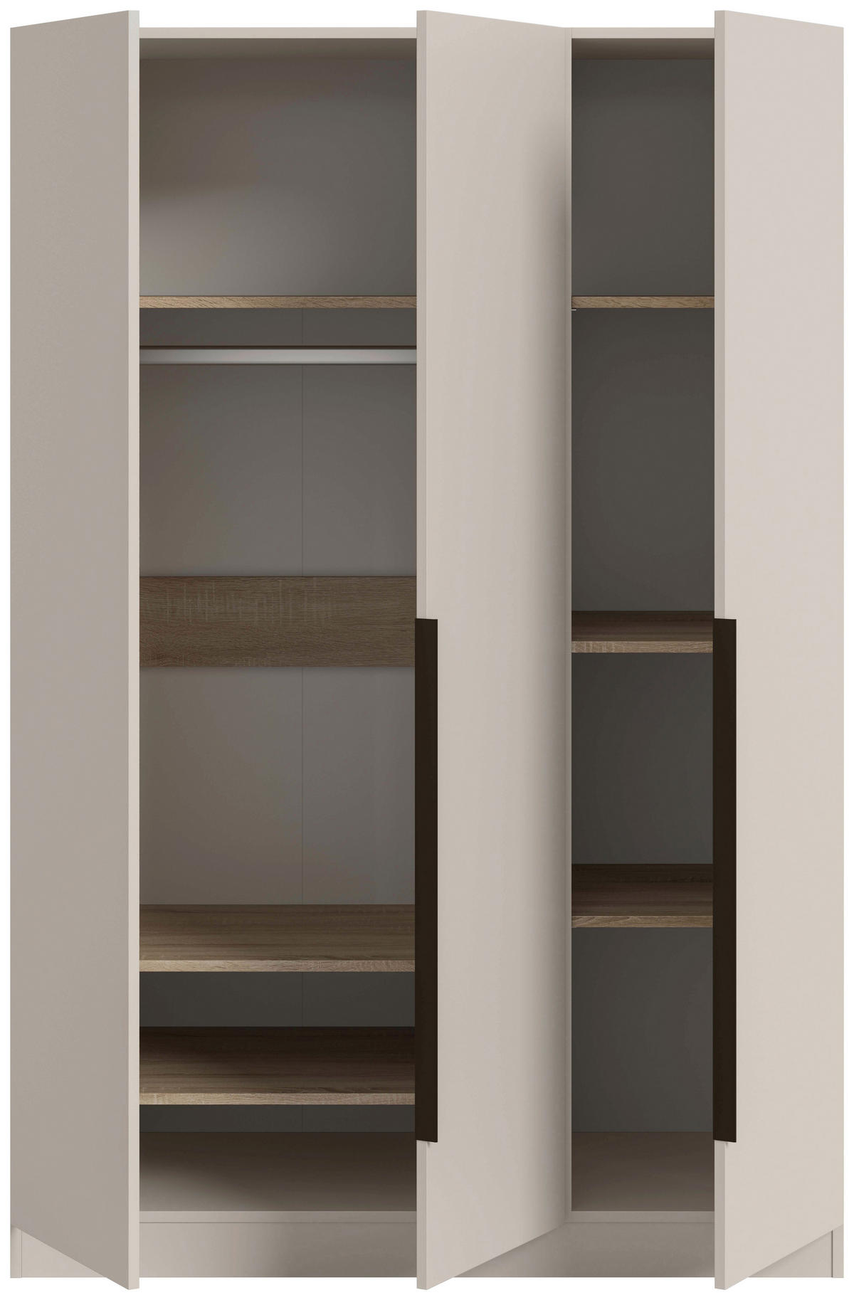 DREHTÜRENSCHRANK 120/181/52 cm,  in Kaschmir, 3-türig  - Kaschmir/Schwarz, MODERN, Holzwerkstoff/Kunststoff (120/181/52cm) - Livetastic