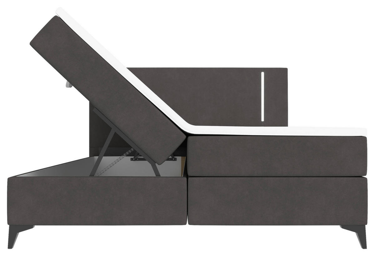 BOXBETT 160/200 cm  in Dunkelgrau  - Dunkelgrau/Schwarz, KONVENTIONELL, Textil/Metall (160/200cm) - Modante