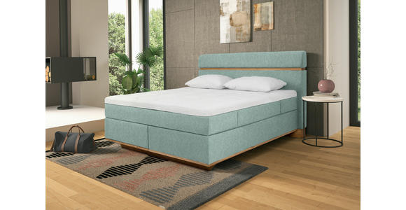 BOXSPRINGBETT 180/200 cm  in Mintgrün  - Eichefarben/Mintgrün, Natur, Holz/Textil (180/200cm) - Linea Natura