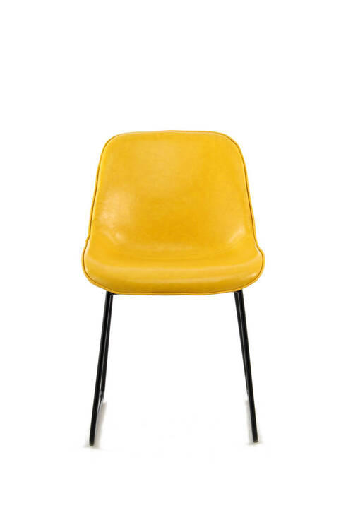 SADA ŽIDLÍ 2 kusy - žlutá, Design, kov/kůže (49,5/81/64,5cm)