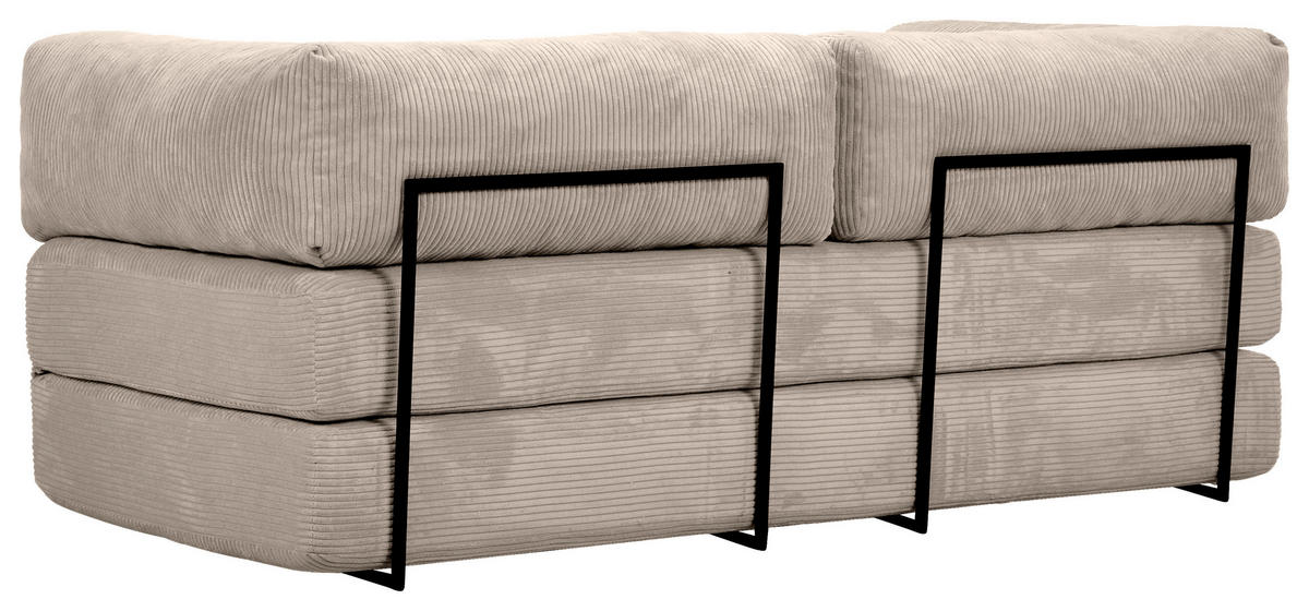 SCHLAFSOFA Cord Taupe  - Taupe, KONVENTIONELL, Textil/Metall (200/77/80cm) - Carryhome