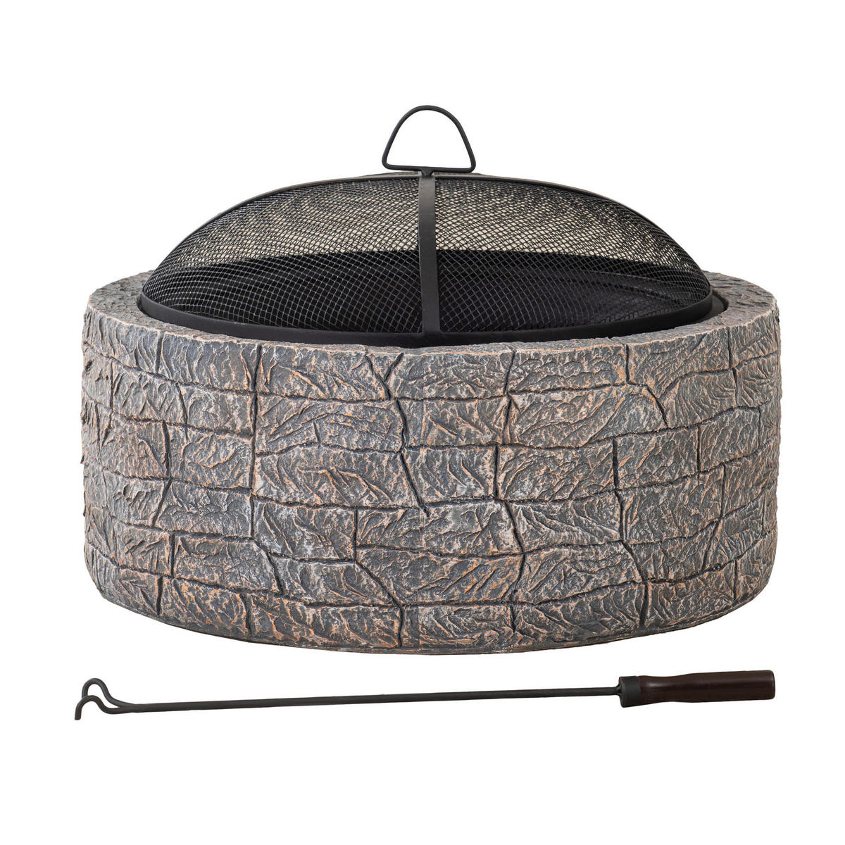 FEUERSCHALE  - Braun/Grau, LIFESTYLE, Stein/Metall (66,5/46/66,5cm) - Modante