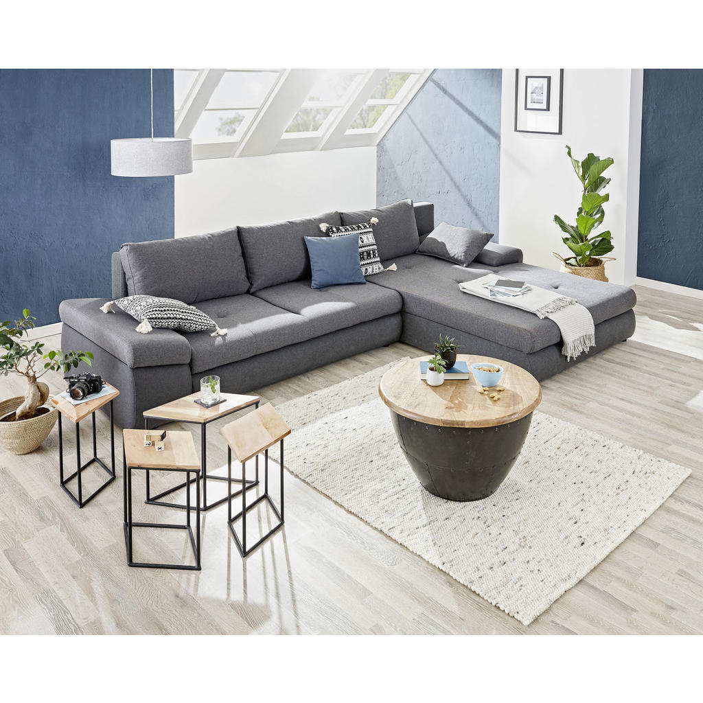 Thumbnail - Carryhome Ecksofa, Anthrazit, Dunkelgrau, Textil, 4-Sitzer, Füllung: Schaumstoff, Ottomane rechts, seitenverkehrt montie...