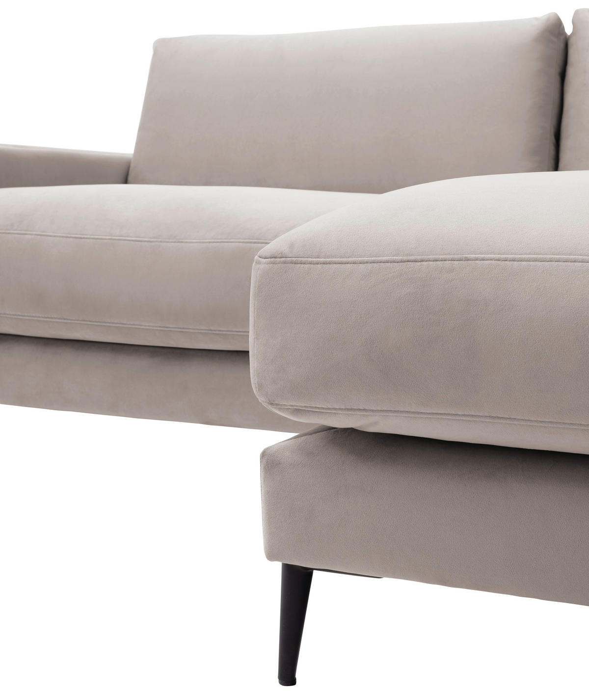 ECKSOFA in Velours Sandfarben  - Sandfarben/Schwarz, Design, Textil/Metall (253/177cm) - Dieter Knoll