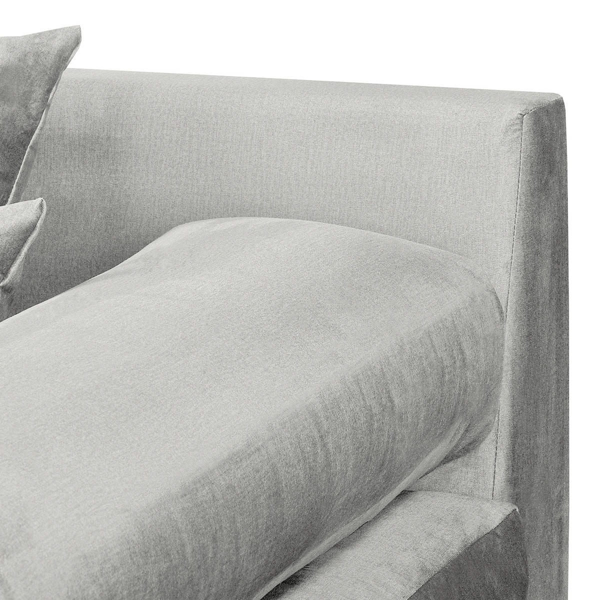 ECKSOFA Velours Hellgrau  - Hellgrau/Schwarz, Design, Kunststoff/Textil (284/243cm) - P & B