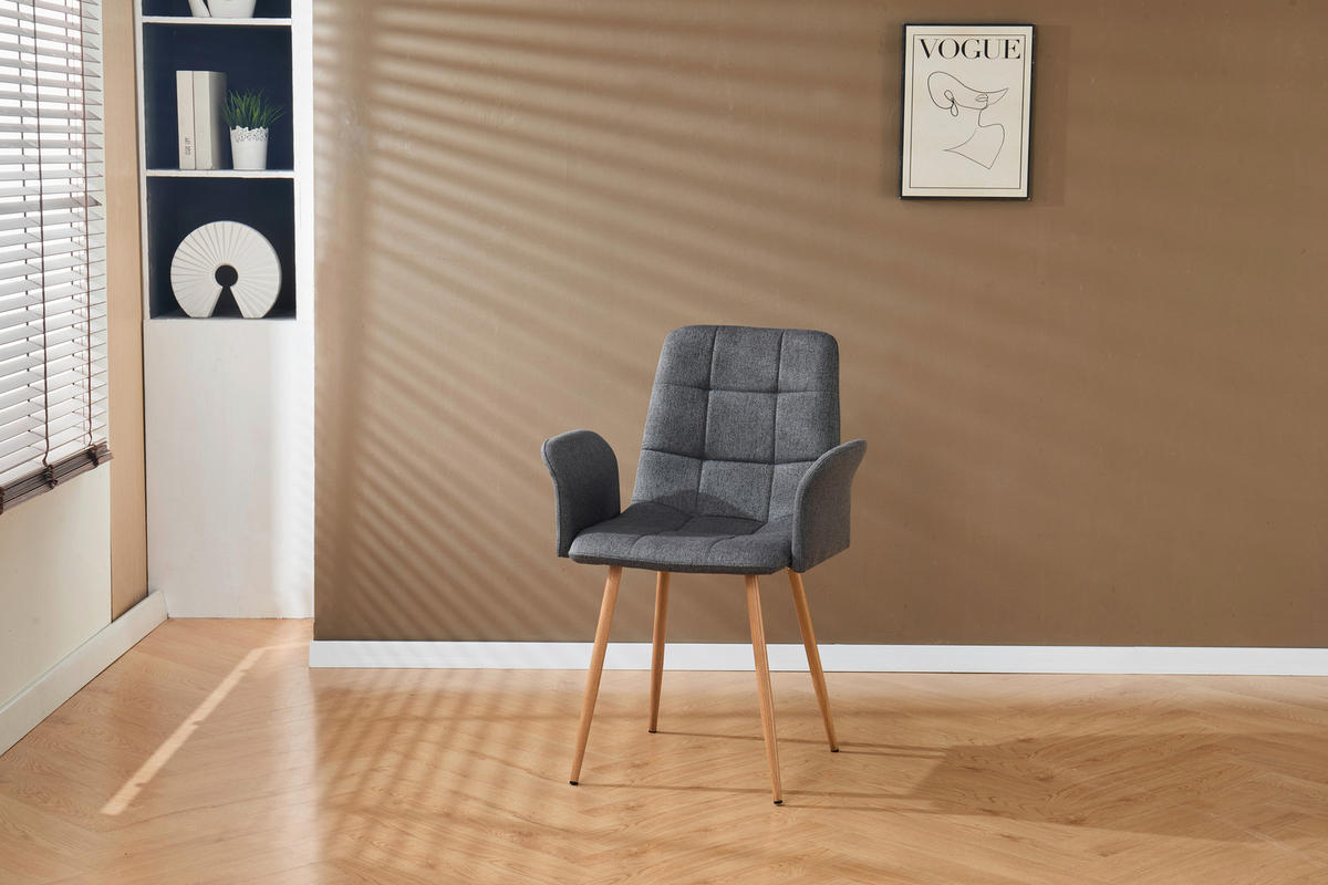 NASLANJAČ, kovina, tekstil naravne barve, temno siva  - temno siva/naravne barve, Design, kovina/tekstil (61/87/55cm) - Stylife