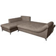 ECKSOFA Braun Struktur  inkl. Rückenkissen, Bettkasten, Schlaffunktion, Rücken echt, Liegefläche im Originalstoff  - Schwarz/Braun, KONVENTIONELL, Textil/Metall (194/274cm) - Carryhome