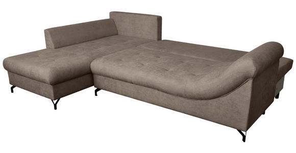 ECKSOFA Braun Struktur  inkl. Rückenkissen, Bettkasten, Schlaffunktion, Rücken echt, Liegefläche im Originalstoff  - Schwarz/Braun, KONVENTIONELL, Textil/Metall (194/274cm) - Carryhome
