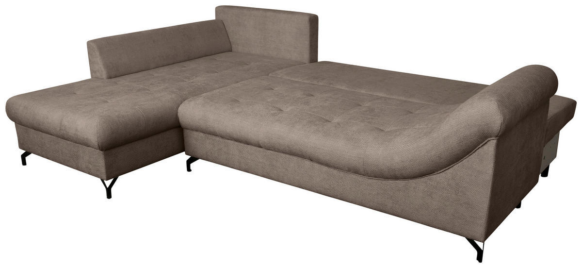 ECKSOFA Braun Struktur  - Schwarz/Braun, KONVENTIONELL, Textil/Metall (194/274cm) - Carryhome