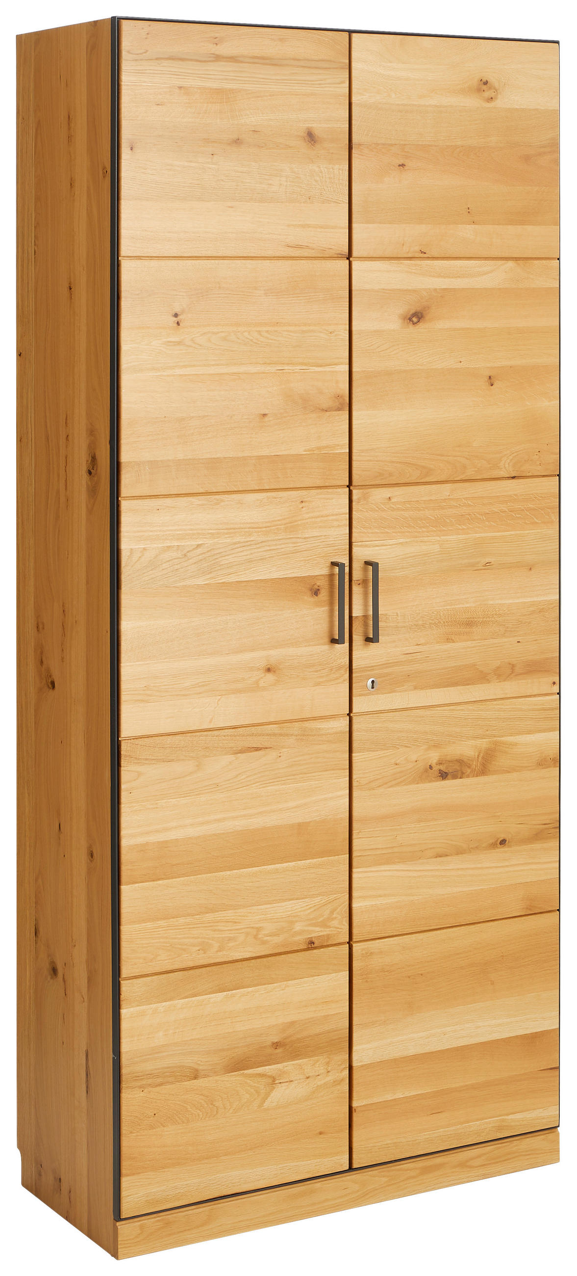 AKTENSCHRANK Asteiche teilmassiv Graphitfarben, Eichefarben - Eichefarben/Graphitfarben, Natur, Holz/Metall (86/197/40cm) - Linea Natura