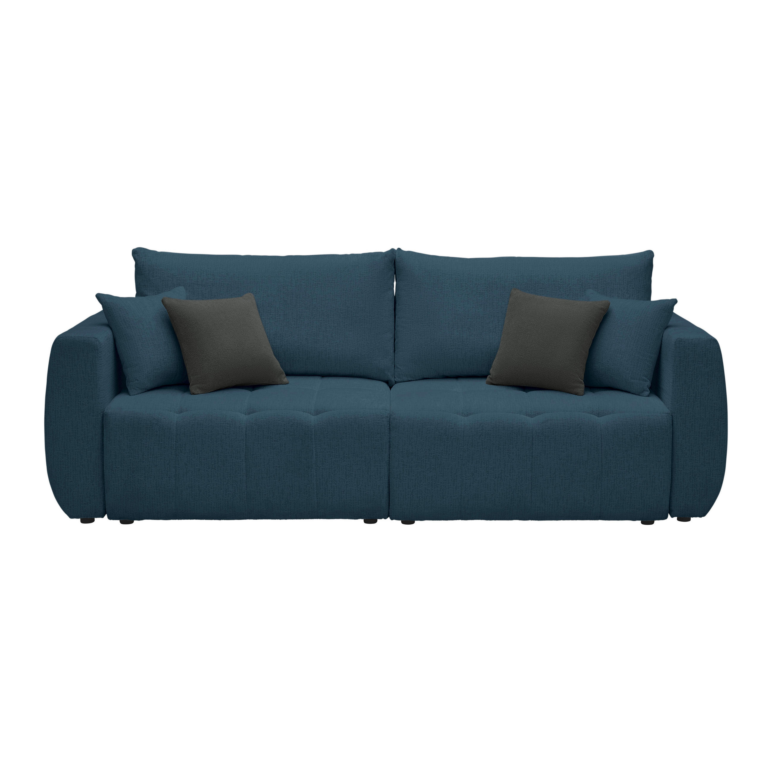 SCHLAFSOFA in Chenille, Jacquard Dunkelblau  - Schwarz/Dunkelblau, Kunststoff/Textil (245/74-90/104cm) - MID.YOU