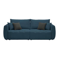 SCHLAFSOFA in Chenille, Jacquard Dunkelblau  - Schwarz/Dunkelblau, Kunststoff/Textil (245/74-90/104cm) - MID.YOU