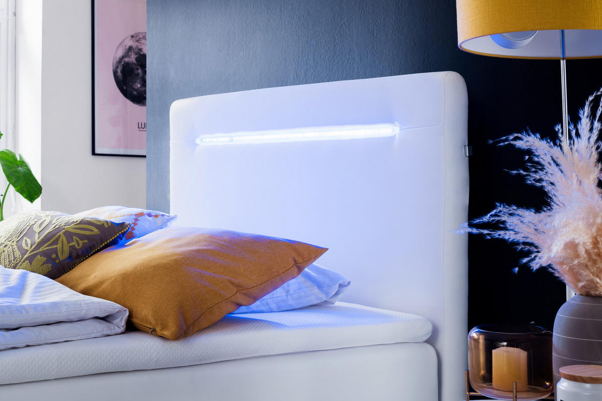 BOXBETT 140/200 cm  in Weiß  - Edelstahlfarben/Weiß, MODERN, Kunststoff/Textil (140/200cm) - Livetastic