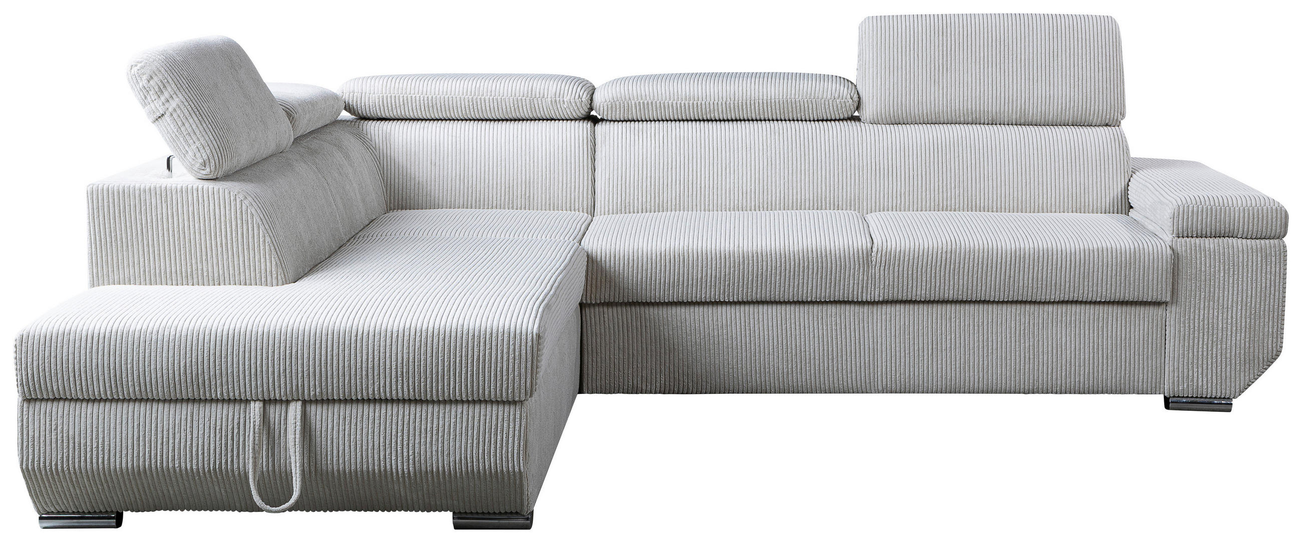 ECKSOFA LARS I Creme Cord  - Chromfarben/Creme, Design, Kunststoff/Textil (215/264cm) - Livetastic
