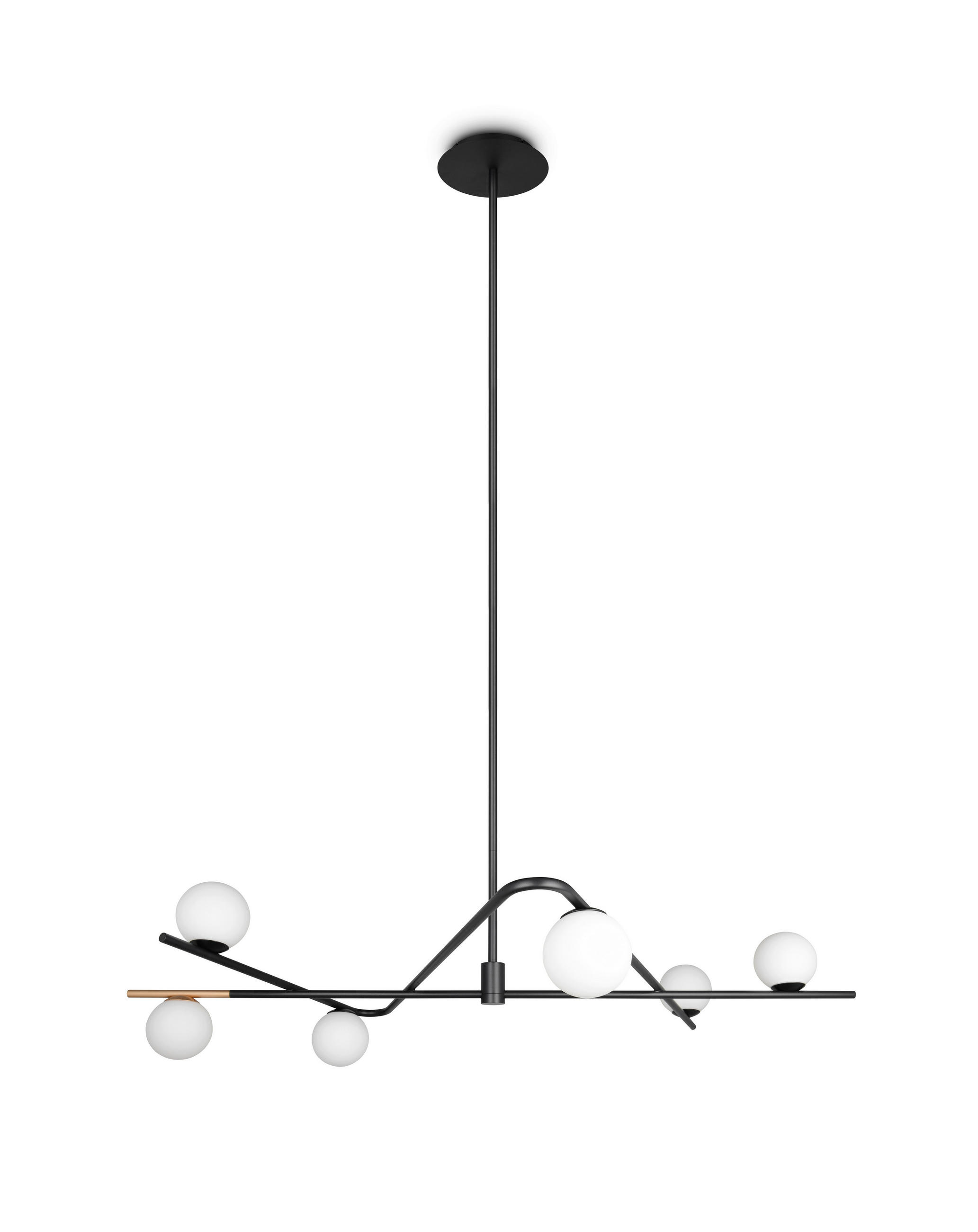 HÄNGELEUCHTE Flaming 120/73,5/195 cm   - Goldfarben/Schwarz, LIFESTYLE, Glas/Metall (120/73,5/195cm) - Trio Leuchten