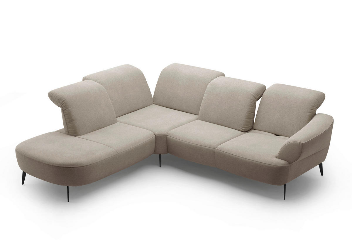 ECKSOFA in Mikrofaser Beige  - Beige/Schwarz, Modern, Textil/Metall (270/302cm) - Sit & More