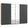 DREHTÜRENSCHRANK  in Eichefarben, Graphitfarben  - Chromfarben/Eichefarben, MODERN, Holzwerkstoff (300/216/58cm) - MID.YOU