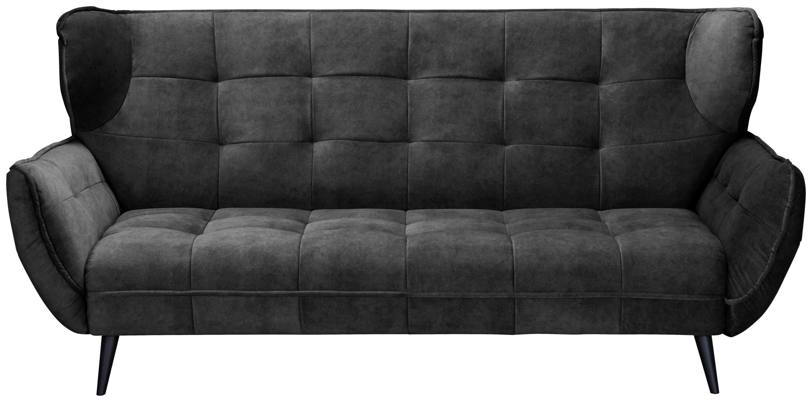 3-SITZER-SOFA Mikrofaser Anthrazit  - Anthrazit/Schwarz, MODERN, Textil/Metall (221/105/98cm) - MID.YOU
