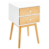 NOČNA OMARICA, masivno bor naravne barve, bela  - bela/naravne barve, Design, leseni material/les (40/61,5/40cm) - Xora