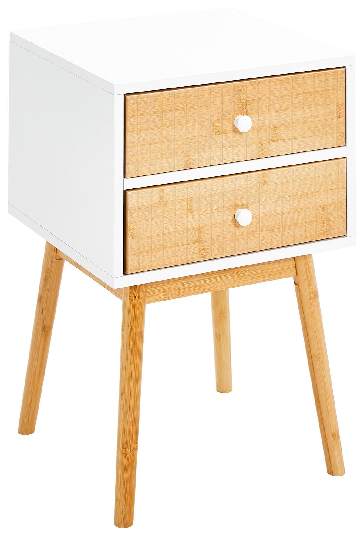 NOČNA OMARICA, masivno bor naravne barve, bela  - bela/naravne barve, Design, leseni material/les (40/61,5/40cm) - Xora