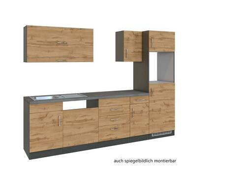 KÜCHENLEERBLOCK 270 cm in Eichefarben - Eichefarben/Anthrazit, MODERN (270cm) - Held