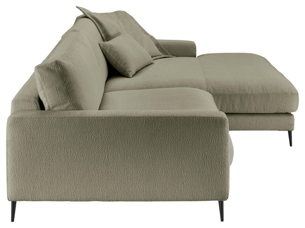 ECKSOFA in Flachgewebe Grün  - Schwarz/Grün, Design, Textil/Metall (272/190cm) - Lomoco