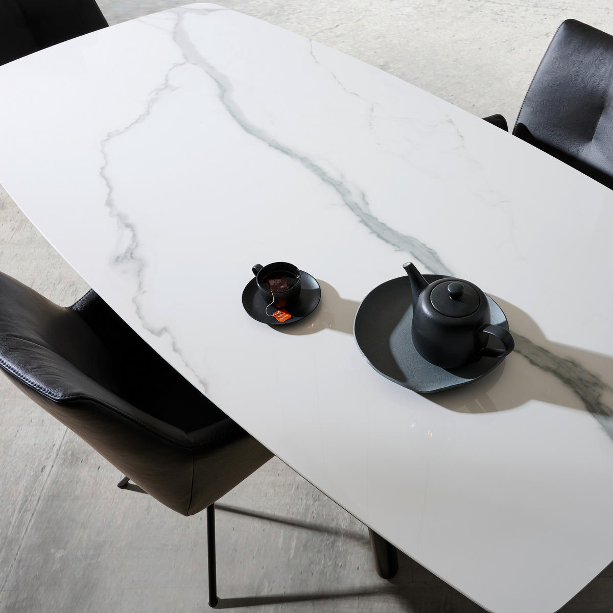 ESSTISCH in Kunststoff, Keramik 220/110/75 cm   - Weiss/Anthrazit, Design, Keramik/Kunststoff (220/110/75cm) - Dieter Knoll