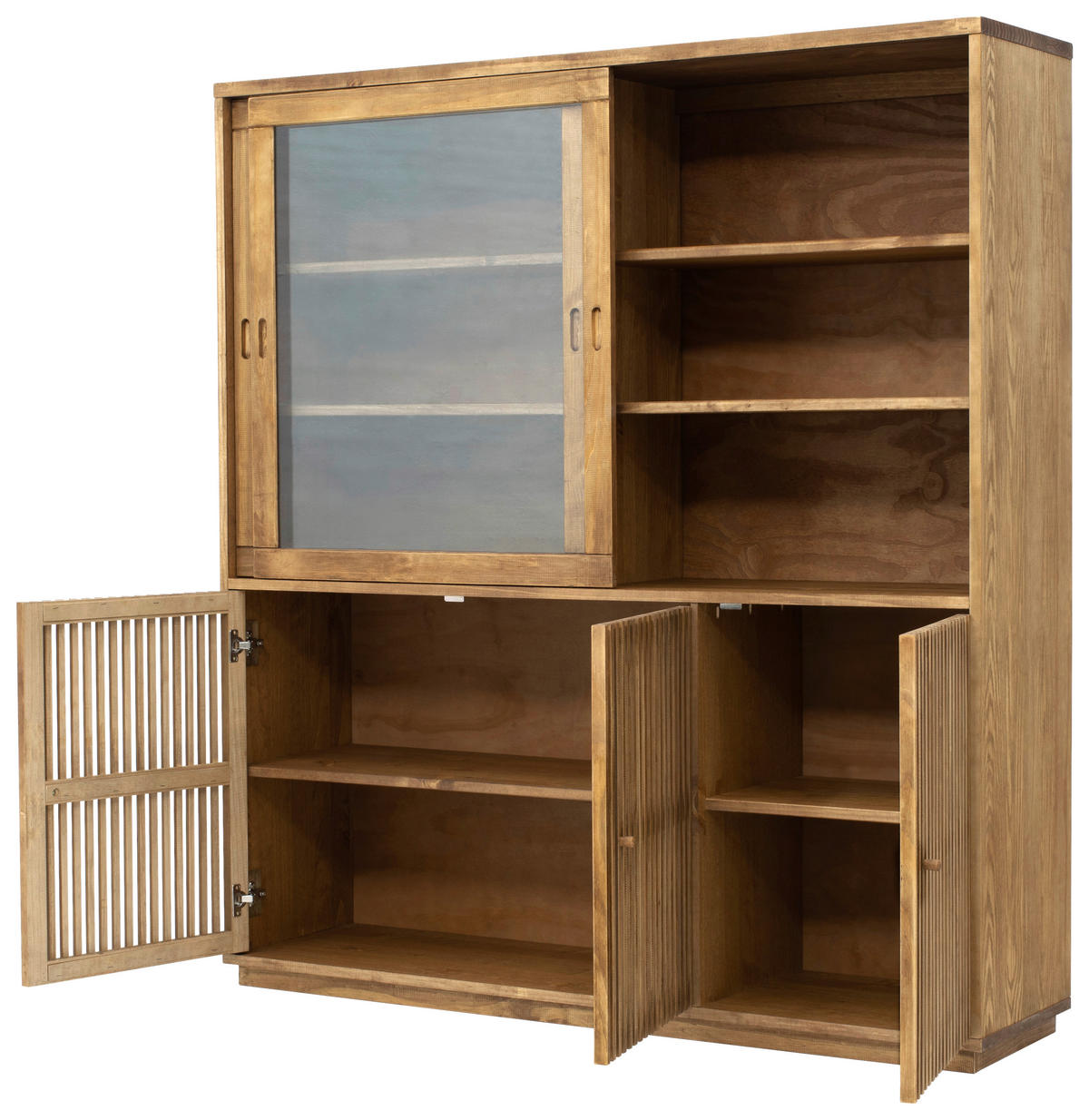 VITRINE in massiv Kiefer Eichefarben  - Eichefarben, MODERN, Holz (166/182/42cm) - MID.YOU