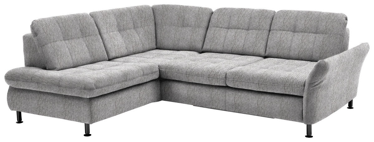 ECKSOFA in Webstoff Hellgrau  - Hellgrau/Schwarz, Konventionell, Textil/Metall (210/242cm) - Beldomo Style