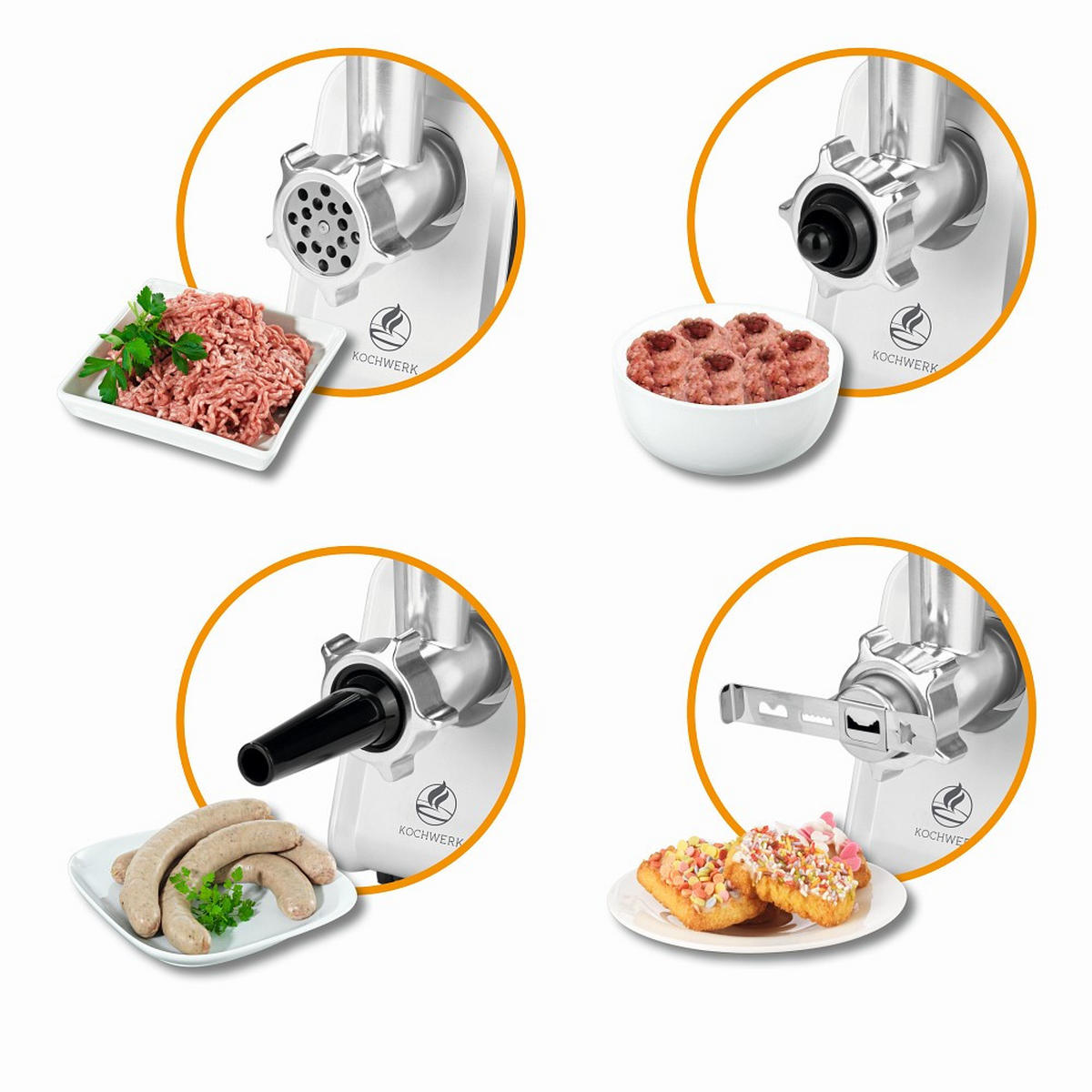 FLEISCHWOLF   - Silberfarben/Schwarz, Basics, Kunststoff/Metall (32/17,1/34,2cm) - KOCHWERK