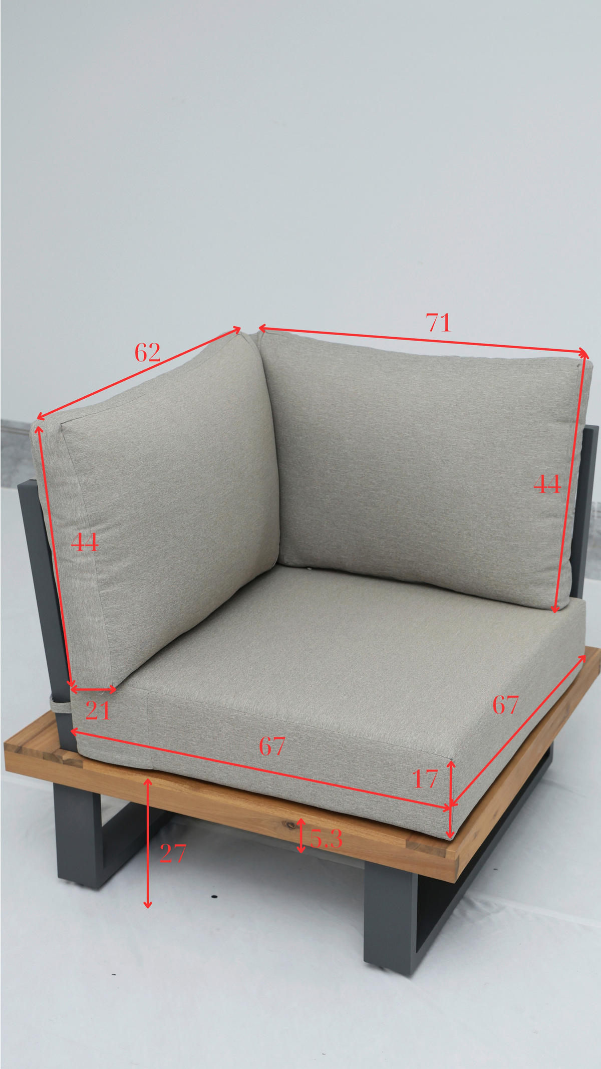 LOUNGEGARNITUR 4-teilig  232/232 cm  Akazie massiv Stahl  - Taupe/Anthrazit, Natur, Holz/Textil (232/232cm) - Ambia Garden