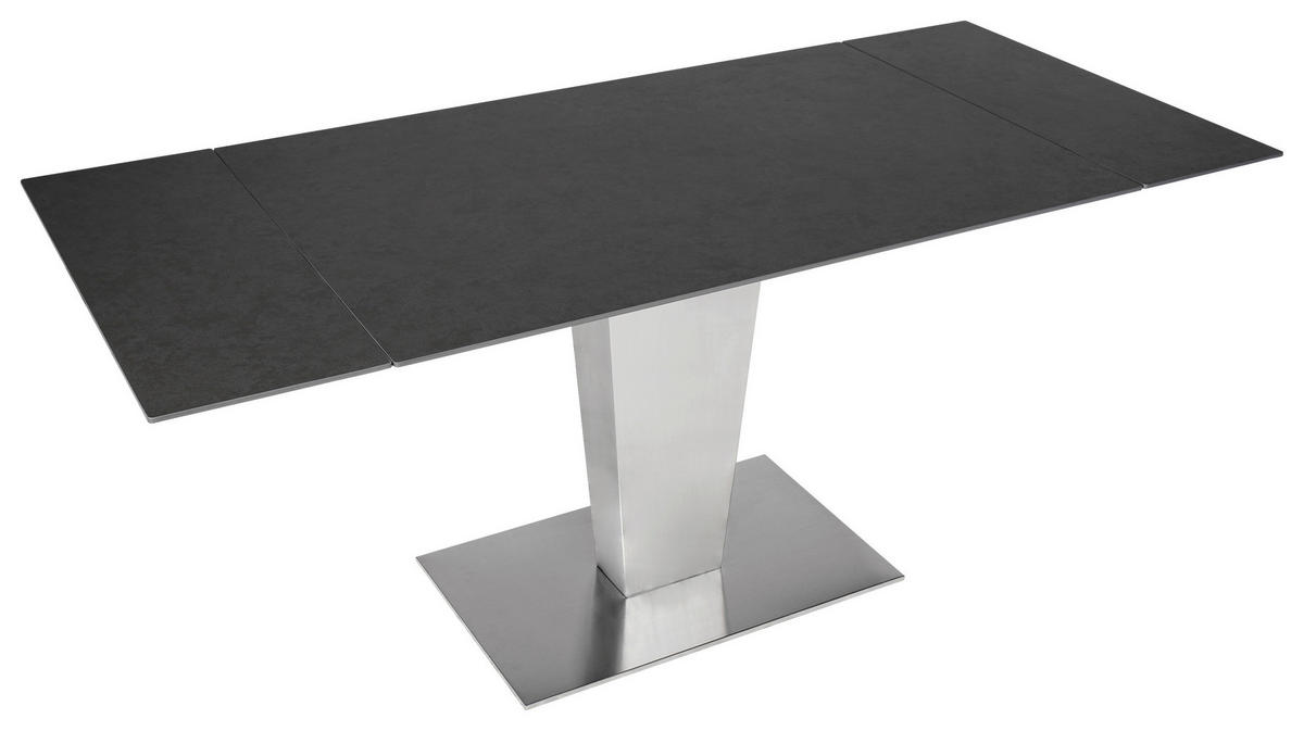 ESSTISCH Anthrazit, Edelstahlfarben rechteckig  ausziehbar  - Edelstahlfarben/Anthrazit, Design, Keramik/Metall (120-179/80/76cm) - Novel