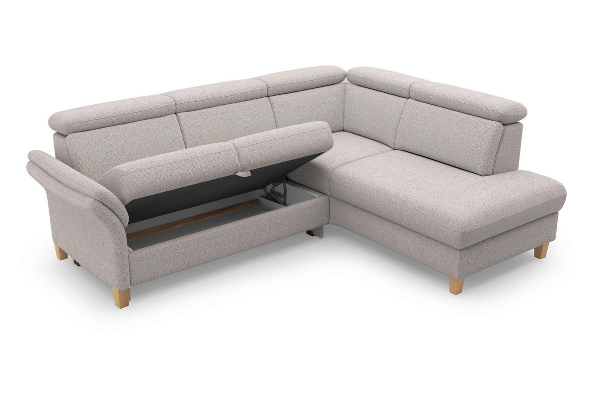 ECKSOFA GLENDALE E Silberfarben Chenille  - Eichefarben/Silberfarben, KONVENTIONELL, Holz/Textil (247/193cm) - Sit & More