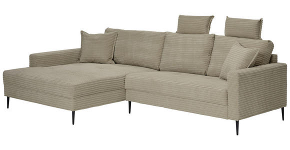 ECKSOFA  in Cord Greige  173/276 cm  - Greige/Schwarz, KONVENTIONELL, Textil/Metall (173/276cm) - Carryhome
