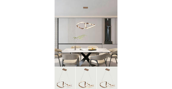 LED-HÄNGELEUCHTE Porec 71/27/150 cm  - Transparent/Cappuccino, Design, Kunststoff/Metall (71/27/150cm) - Novel