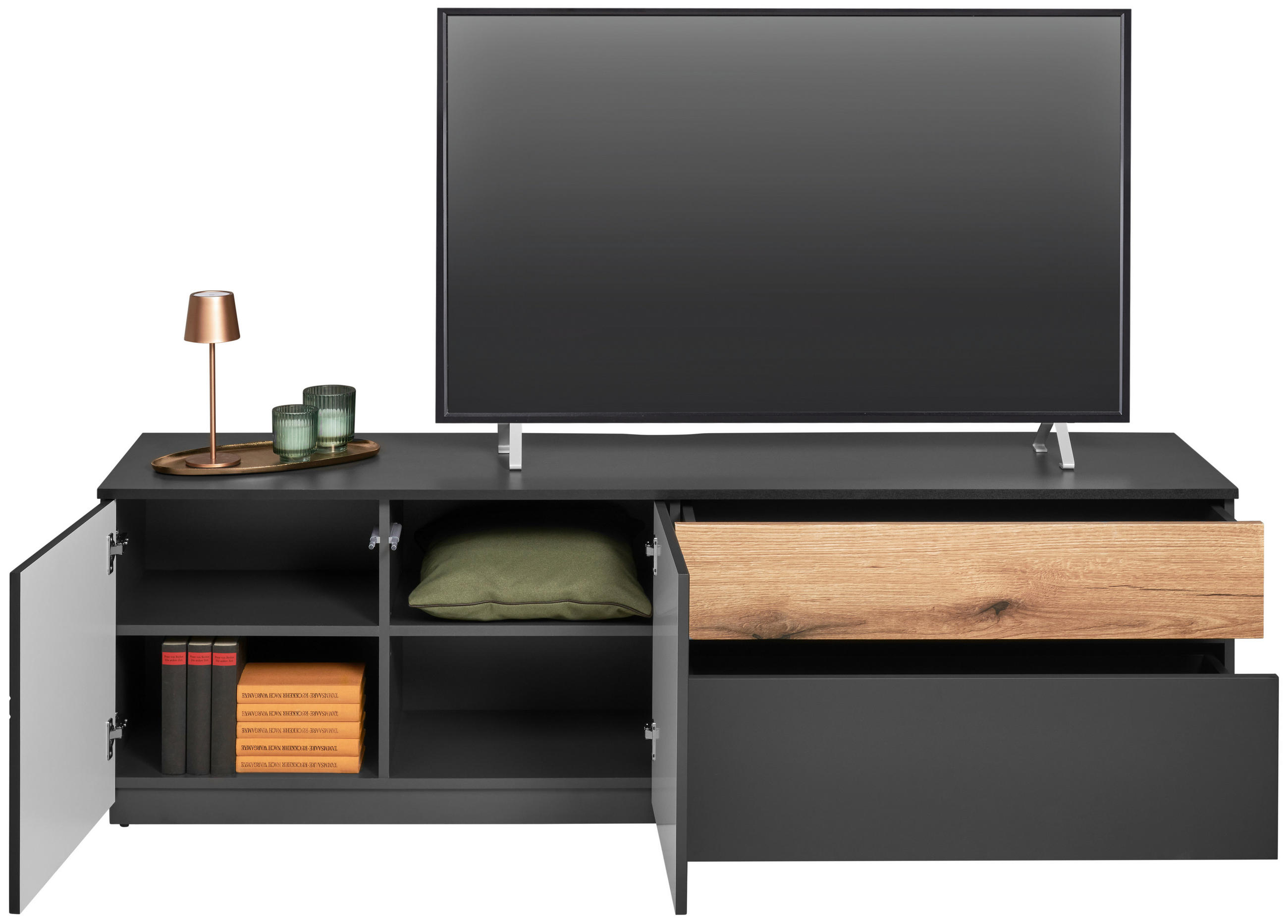 NIZKA OMARICA barve grafita  - barve hrasta/barve grafita, Konvencionalno, leseni material (180/54/42cm) - Carryhome