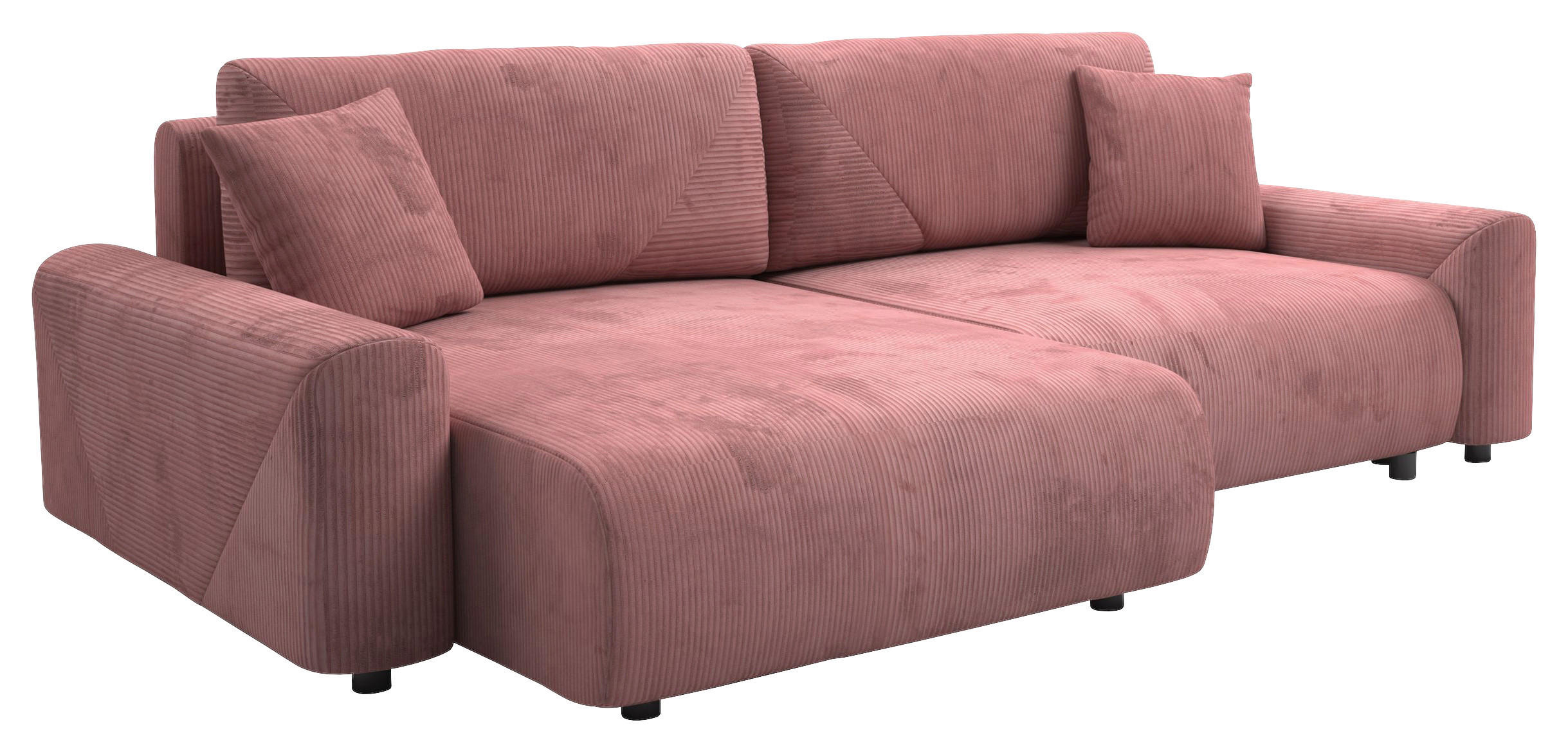 Ecksofa inkl. Funktion Rosa Cord  - Schwarz/Rosa, MODERN, Kunststoff/Textil (168/238cm) - Stylife