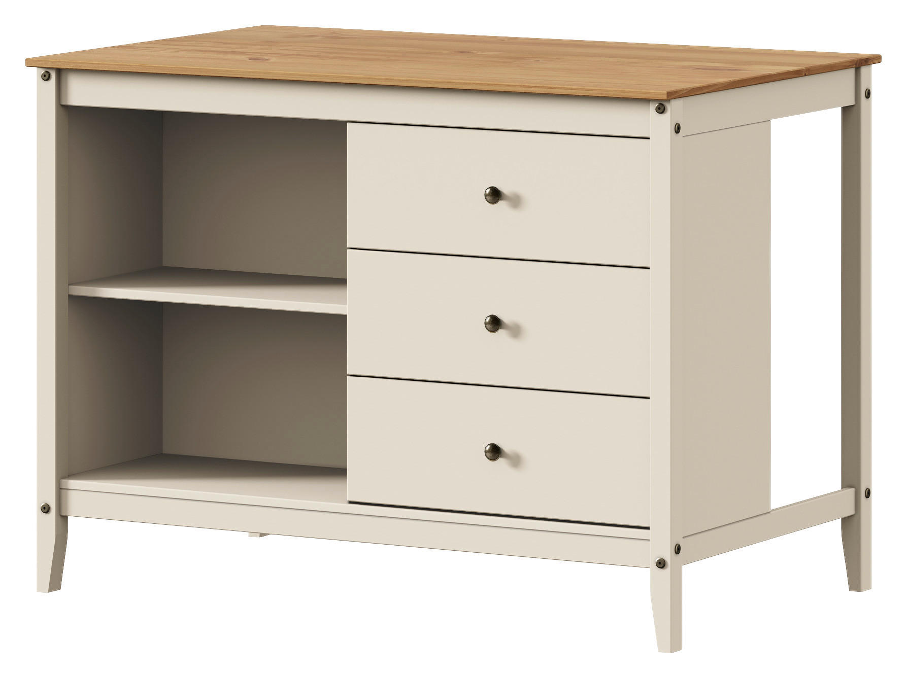 KÜCHENINSEL  in Braun, Beige  - Beige/Zinkfarben, MODERN, Holz/Metall (122cm) - Livetastic