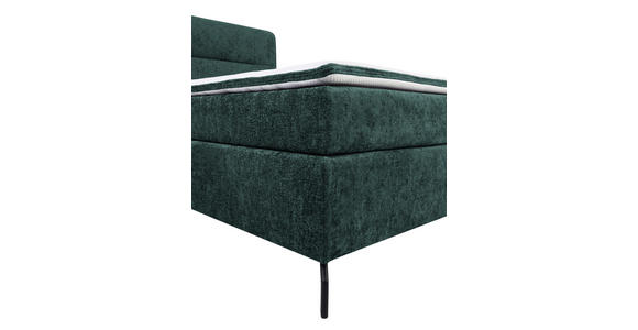 BOXSPRINGBETT 160/200 cm,  in Dunkelgrün, Topper, H2 + H2 = mittel  - Dunkelgrün/Schwarz, Design, Textil/Metall (160/200cm) - Esposa