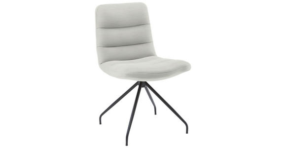 STUHL  in Cord Textil  - Hellgrau/Schwarz, Design, Textil/Metall (52/88/66cm) - Dieter Knoll